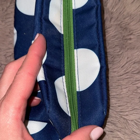 Kate Spade Clinique collab Cosmetic Bag Navy Green White Makeup Toiletries Pouch - Picture 5 of 9